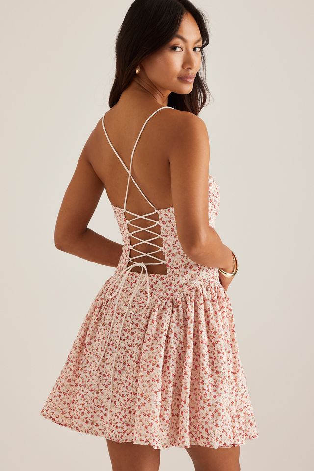 Robe mini à lacets florale Bardot Estie #1