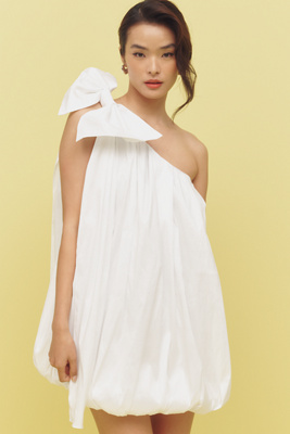 Bardot Razia One-Shoulder Bubble-Hem Mini Dress | Anthropologie