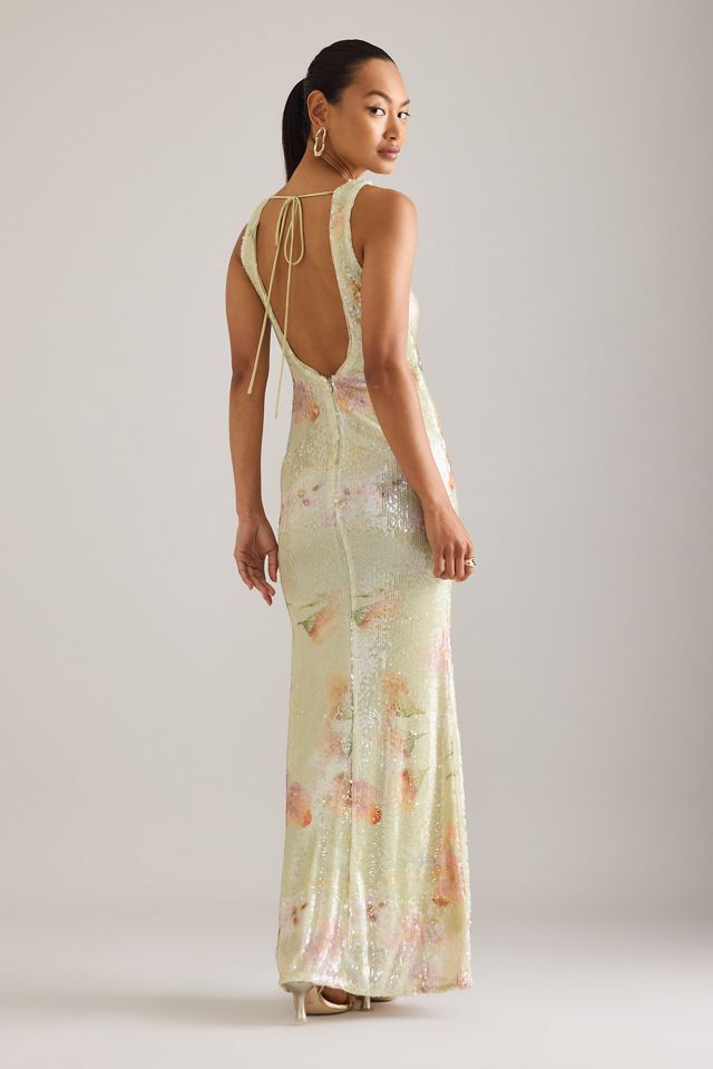 Robe mi-longue à sequins Bardot Eloda #1