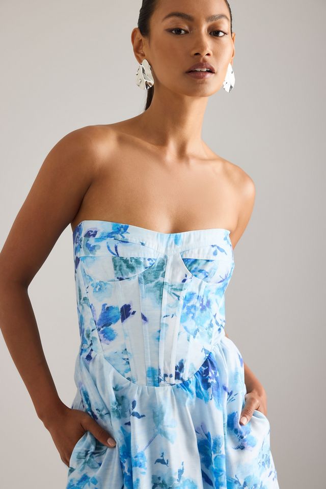 Bardot Lola Trägerloses Korsett Blumen Midikleid #3