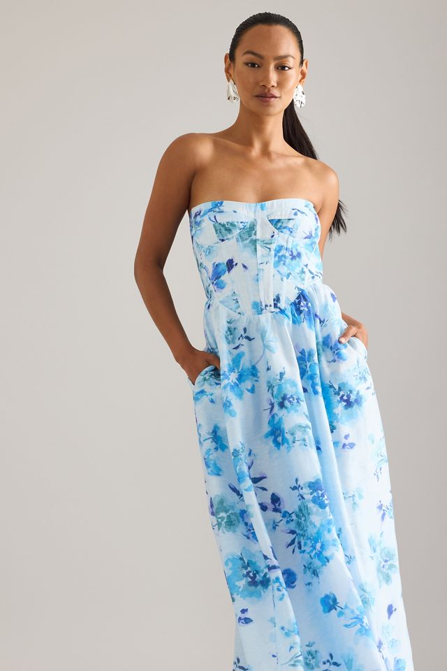 Bardot Lola Trägerloses Korsett Blumen Midikleid #5
