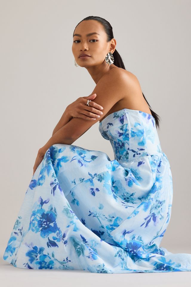Bardot Lola Trägerloses Korsett Blumen Midikleid #2