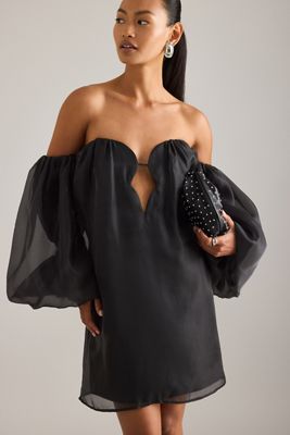 Robe mini épaules dénudées à volume Bardot Freda