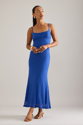 Robe mi-longue en mesh Adoni en Blue taille: Uk 8 chez Anthropologie - Bardot - Modalova