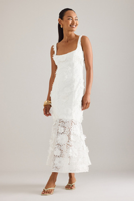 Robe mi-longue en dentelle Marico en White taille: Uk 6 chez Anthropologie - Bardot - Modalova