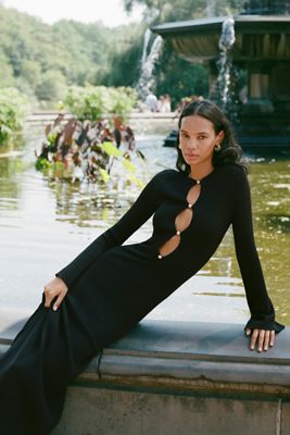 Bardot Nautico Long-Sleeve Cutout Sweater Dress