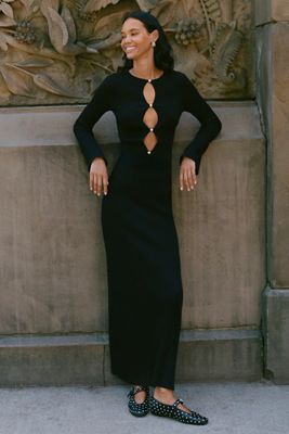 Vestido Largo de Punto Náutico Bardot