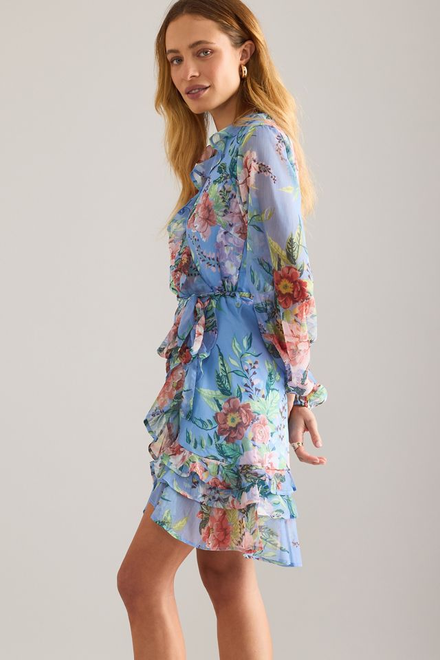 Abito mini a portafoglio con triplo volant Bardot #3