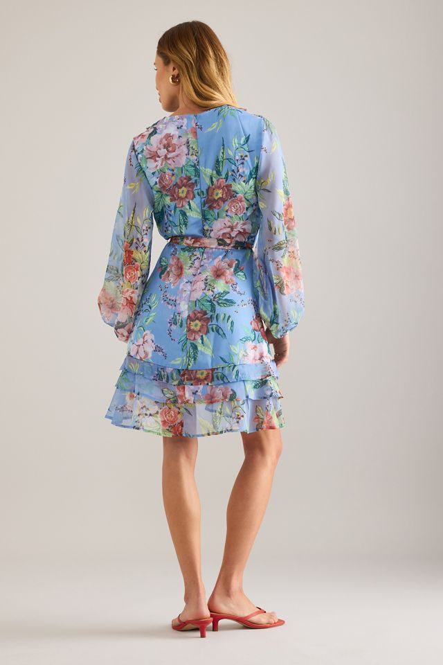 Abito mini a portafoglio con triplo volant Bardot #1