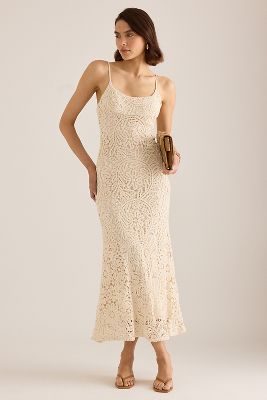 Robe Longue Crochet Adoni en White taille: Uk 8 chez Anthropologie - Bardot - Modalova