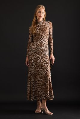 Bardot Lea Leopard Print Midi Dress