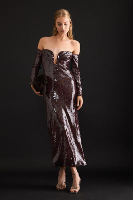 Bardot Emmeline Off-The-Shoulder Sequin Midi Dress
