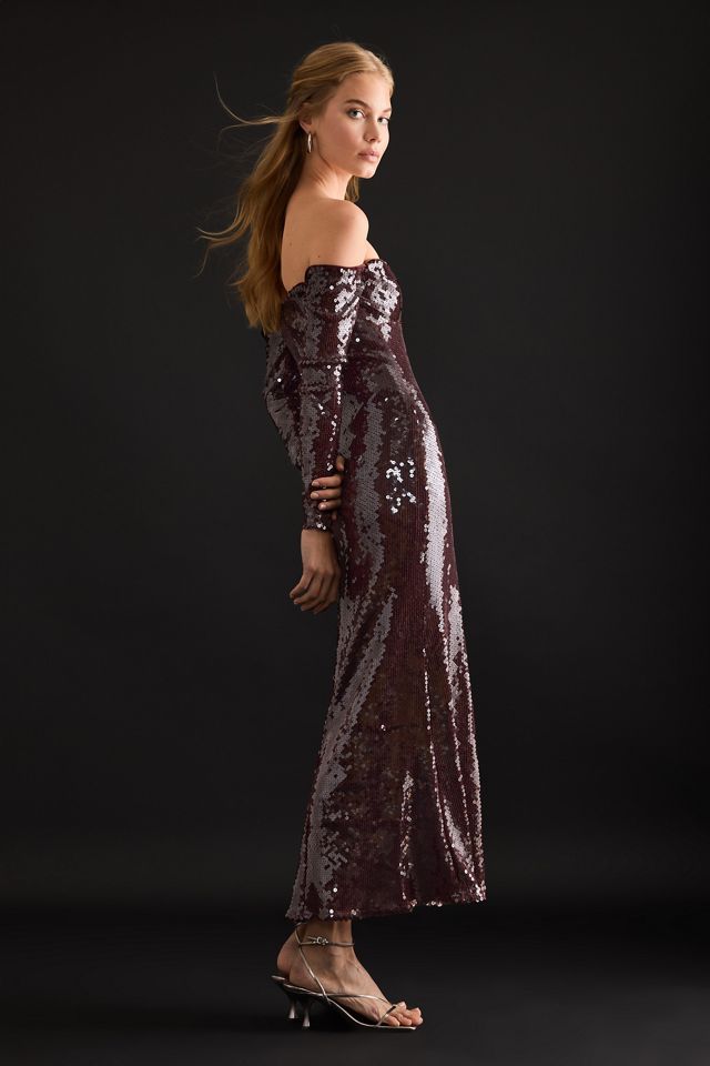 Bardot Emmeline Off-The-Shoulder Sequin Midi Dress #4