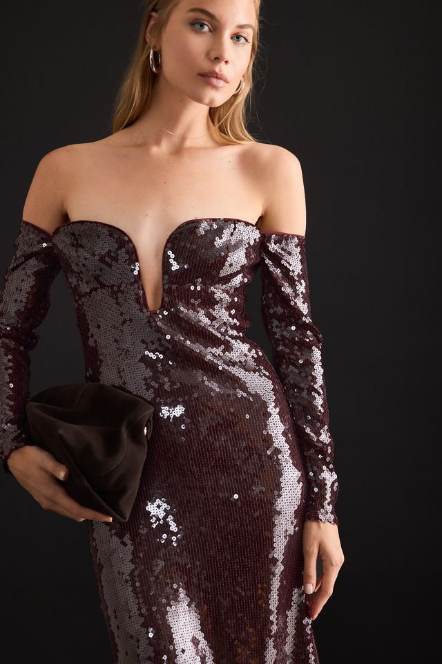 Bardot Emmeline Off-The-Shoulder Sequin Midi Dress #2