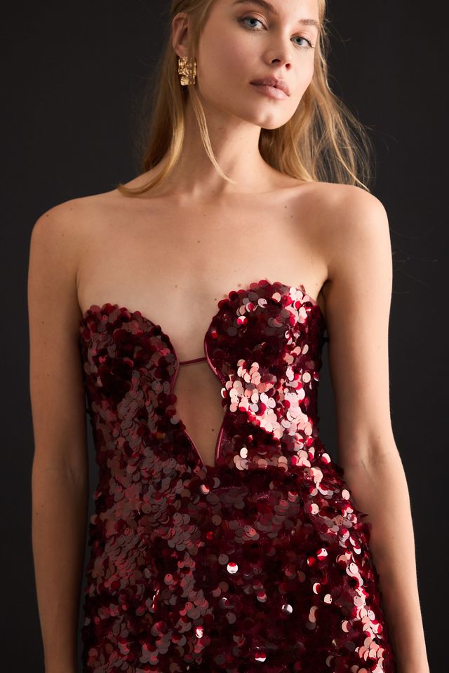 Robe midi à paillettes sans bretelles Bardot Braya #5