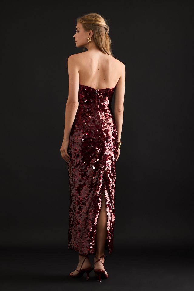 Robe midi à paillettes sans bretelles Bardot Braya #3