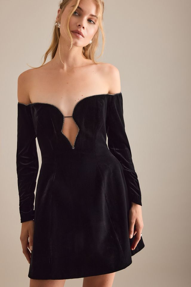 Robe mini en velours Luvia Bardot #1
