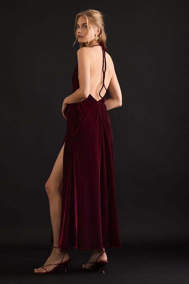 Bardot Yve Velour Neckholder-Maxikleid #1