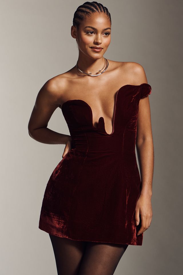 Bardot Rosalyn Strapless Velvet Mini Dress #3