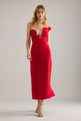Bardot Rosalyn Trägerloses Plunge Midi Kleid