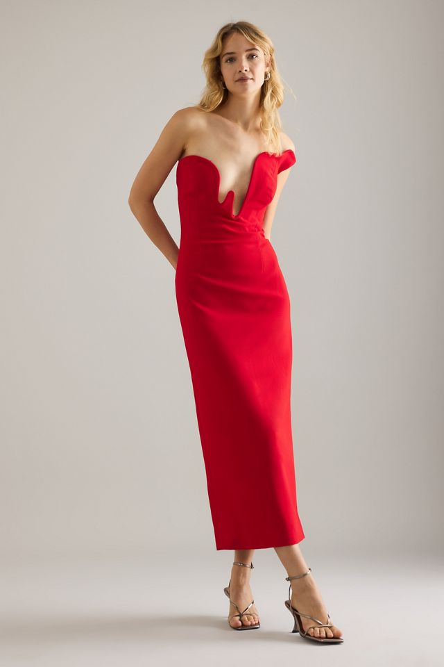 Bardot Rosalyn Trägerloses Plunge Midi Kleid #3