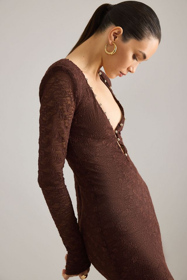 Bardot Zenia Lace Button-Trim Midi Dress #5