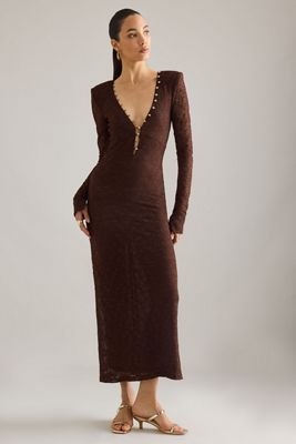Bardot Zenia Lace Button-Trim Midi Dress