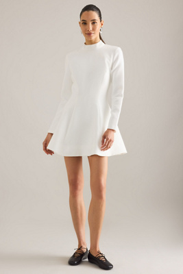 Bardot Zephyra High-Neck Long-Sleeve Mini Dress