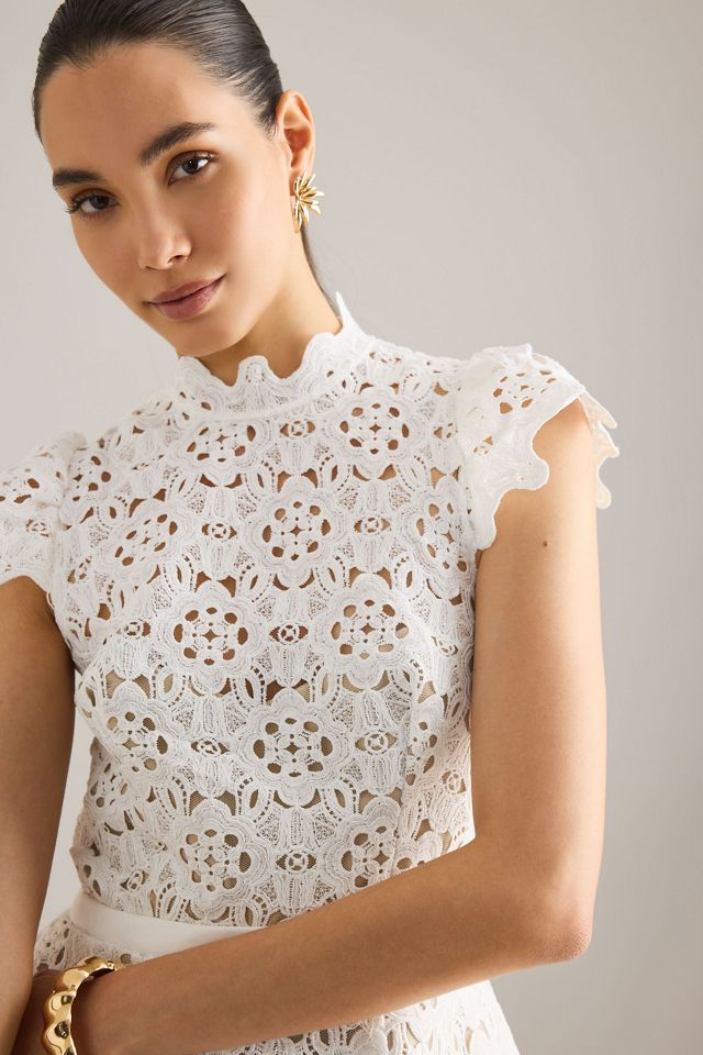 Bardot Vestido Mini de Encaje con Cuello Alto Rowen #4