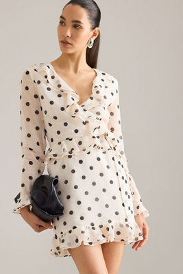 Bardot Frill Spot Mini Dress