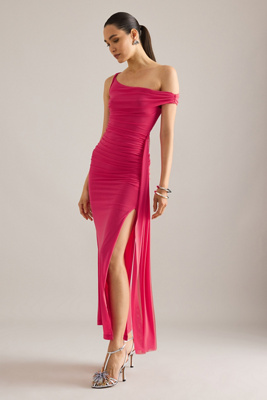 Bardot Layana Asymmetric Mesh Maxi Dress