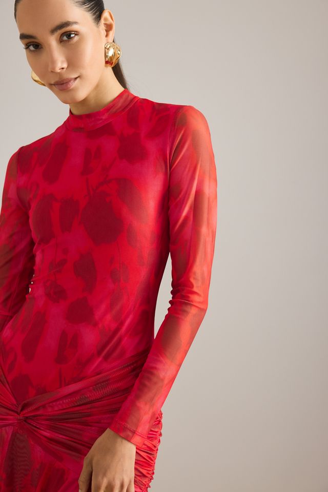 Bardot Lea Floral Mesh Midi Dress