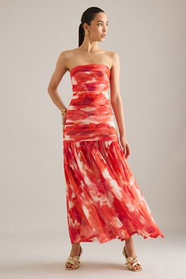 Bardot Solana Strapless Drop-Waist Mesh Maxi Dress