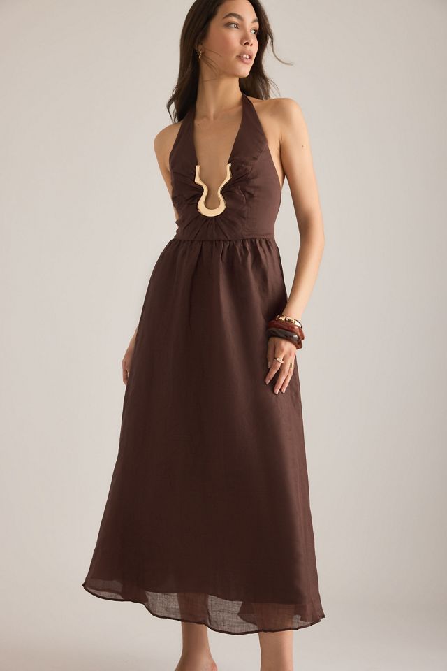 Bardot Cavarly Ramie Halter Midi Dress #5