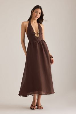 Bardot Cavarly Ramie Neckholder-Midikleid