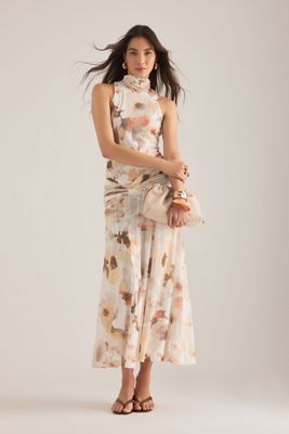 Bardot Leanna High-Neck Mesh Midi Dress