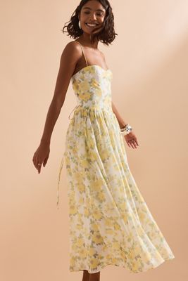 green emerald velvet dress Veronica Beard Sylviani Floral Midi Dress | Ice Blue Multi