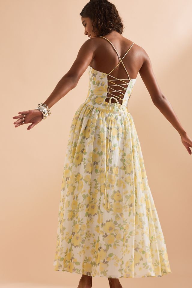 chinese dress ladies Women's Blue & White Floral Summer Midi Dress