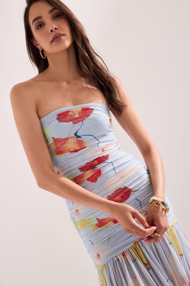 Bardot Solana Strapless Drop-Waist Mesh Maxi Dress #4