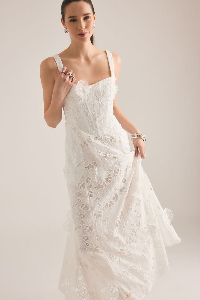 Bardot Adaline Floral Applique Corset Midi Dress #4