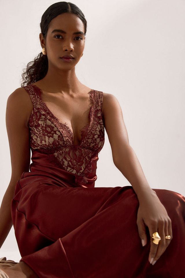 Bardot Torie Satin Lace Maxi Slip Dress #4