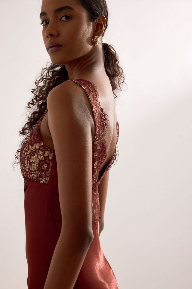 Bardot Torie Satin Lace Maxi Slip Dress #5