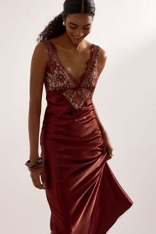 Bardot Torie Satin Lace Maxi Slip Dress #2