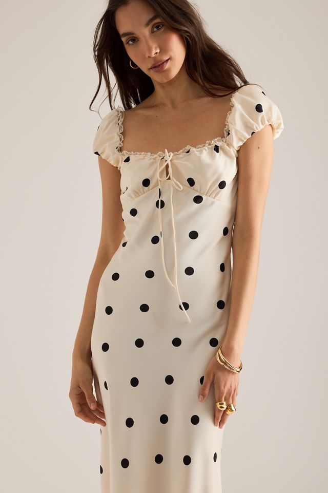 Bardot Stasia Polka Dot Satin Maxi Slip Dress #4