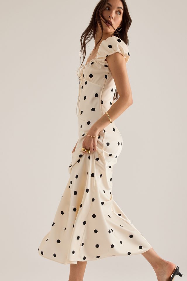 Bardot Stasia Polka Dot Satin Maxi Slip Dress #1