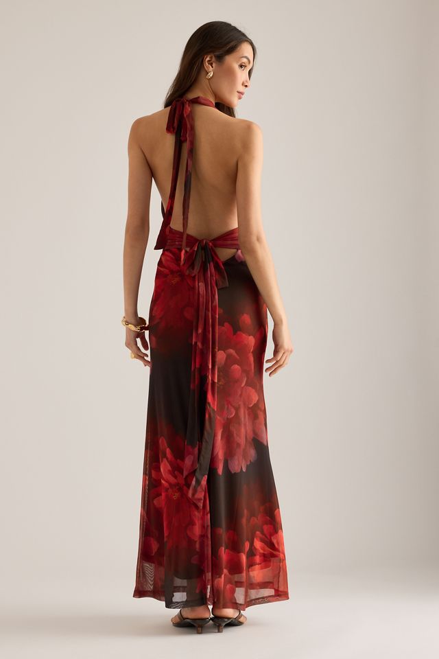 Bardot Elera Printed Halter Mesh Maxi Dress #4