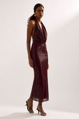 Bardot Nola Sequin Cowl-Neck Maxi Dress