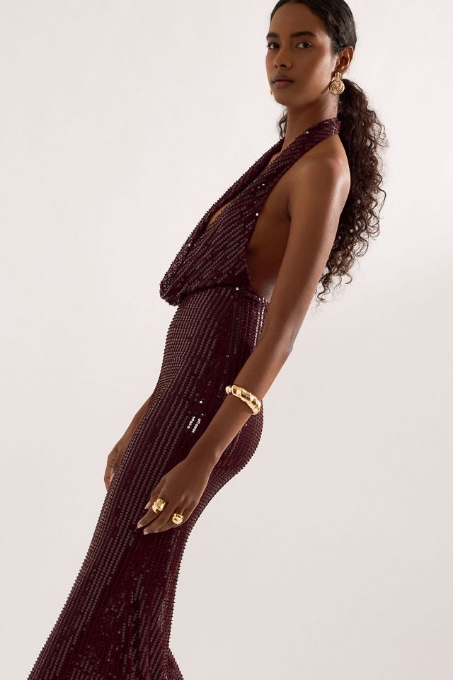 Vestido Maxi con Escote Drapeado y Lentejuelas Nola de Bardot #1