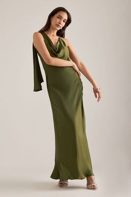 Bardot Anastasia Draped Satin Maxi Dress
