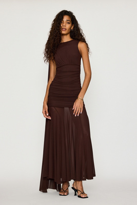 Bardot Alverie Draped Mesh Maxi Dress